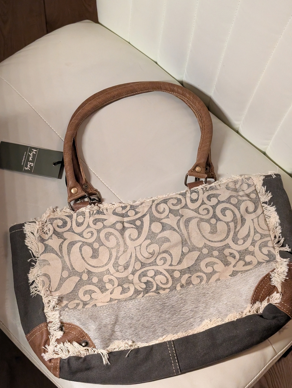 NWT Myra Bag Leather Print Canvas Leather Satc…